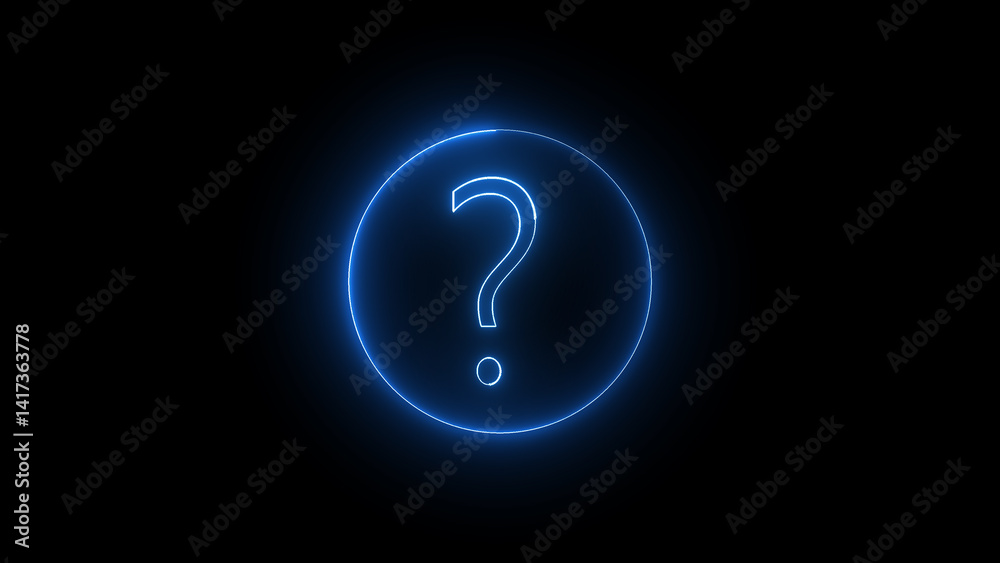 neon glowing blue color question mark symbol icon isolated with black a background neon glowing blue color question mark symbol icon isolated with black a background