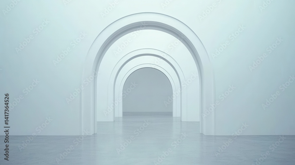 Minimalist Architecture with Arches in a Bright White Space Minimalist Architecture with Arches in a Bright White Space