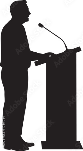 Silhouette of businessman or public speaker