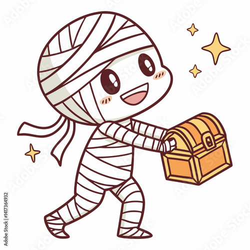 Cute mummy cartoon. Vector illustration