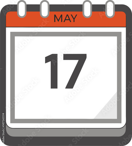 Simple Flat Design Calendar Showing May 17th
