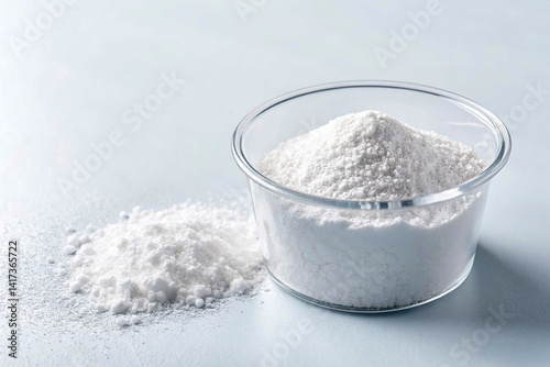 Barium sulfate (BaSO4) in a cup on a solid white background
