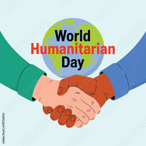 World humanitarian day illustration with handshake for global awareness and support