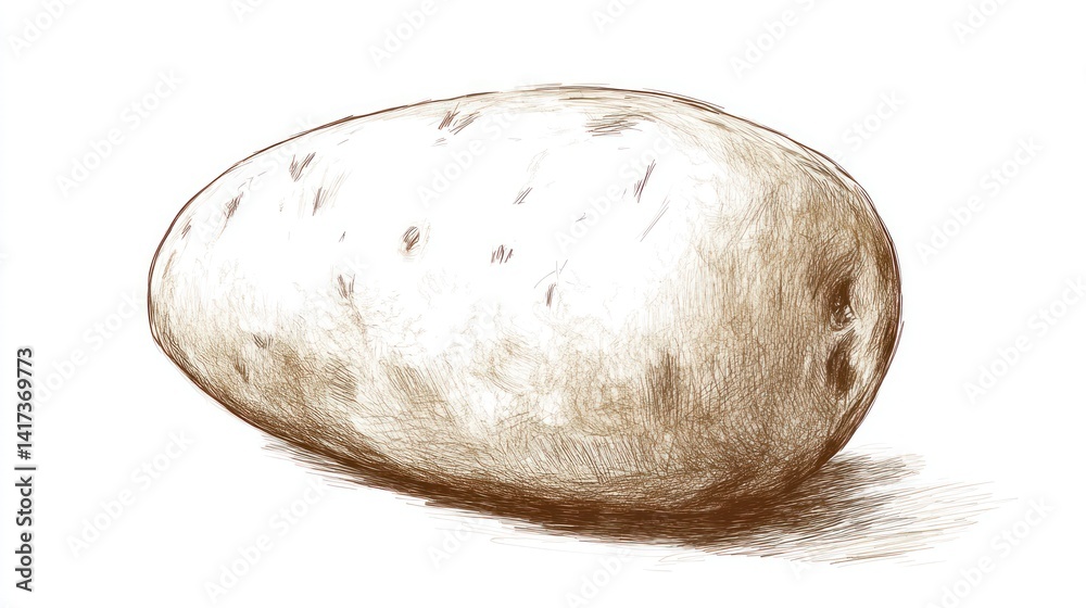 Obraz premium Potato illustration. Detailed sketch of a potato