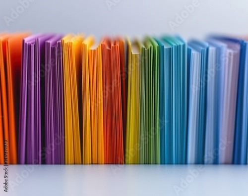 Vibrant Colors of Paper Folders Stacked in Perfect Alignment