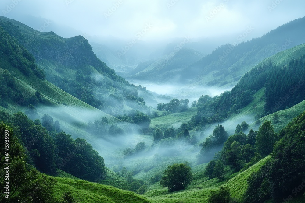 Fototapeta premium Misty mountain valley (4)