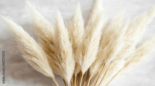 Pampas grass in soft pastel tones, a dreamy boho moment with ethereal lightness