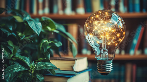 A glowing lightbulb with neural networks inside, symbolizing mental clarity and innovative thinking.