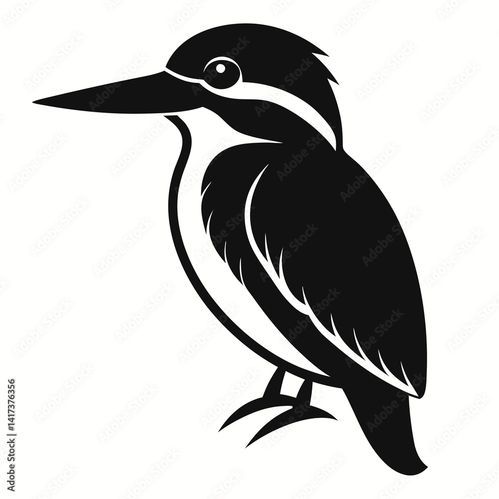 Obraz premium Sleek Kingfisher Shadow Illustration