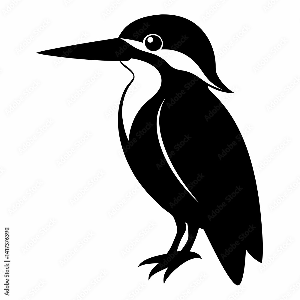 Fototapeta premium Sleek Kingfisher Shadow Illustration