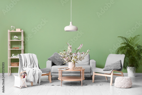 Sofa with armchairs, coffee...