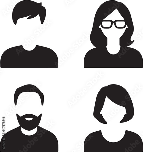 User Icon Clipart Set ,Vector Silhouette Illustration

