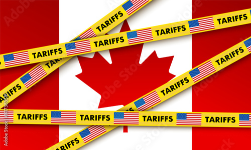 Canada USA Trade War, Tax Tariff, Import Duty Vector Illustration