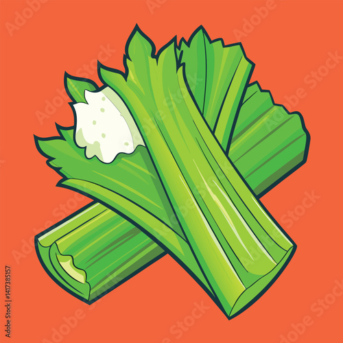 Fresh celery stalks with creamy dip.
