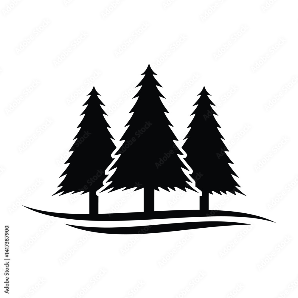 Obraz premium Christmas Tree Pictogram Pine tree icon vector