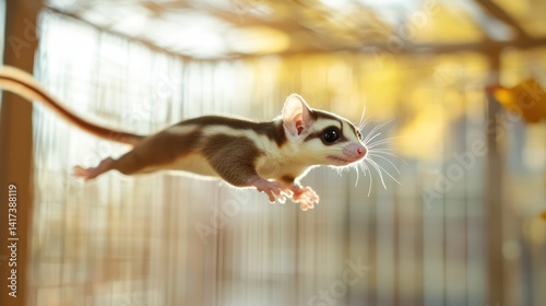 Flying Sugar Glider in Cage, Autumn Light