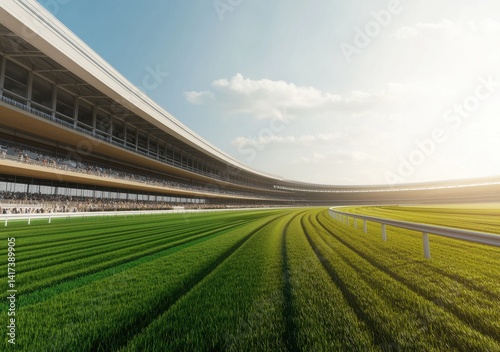 Wallpaper Mural Scenic View of Horse Racing Track with Green Grass and Sky Torontodigital.ca