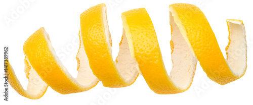 yellow lemon peel isolated on white background