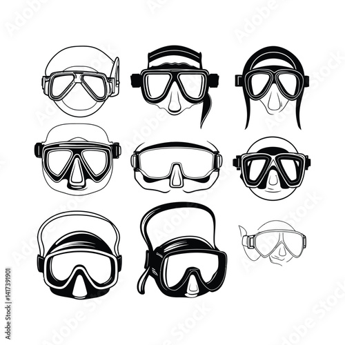 set of hipster glasses silhouette 