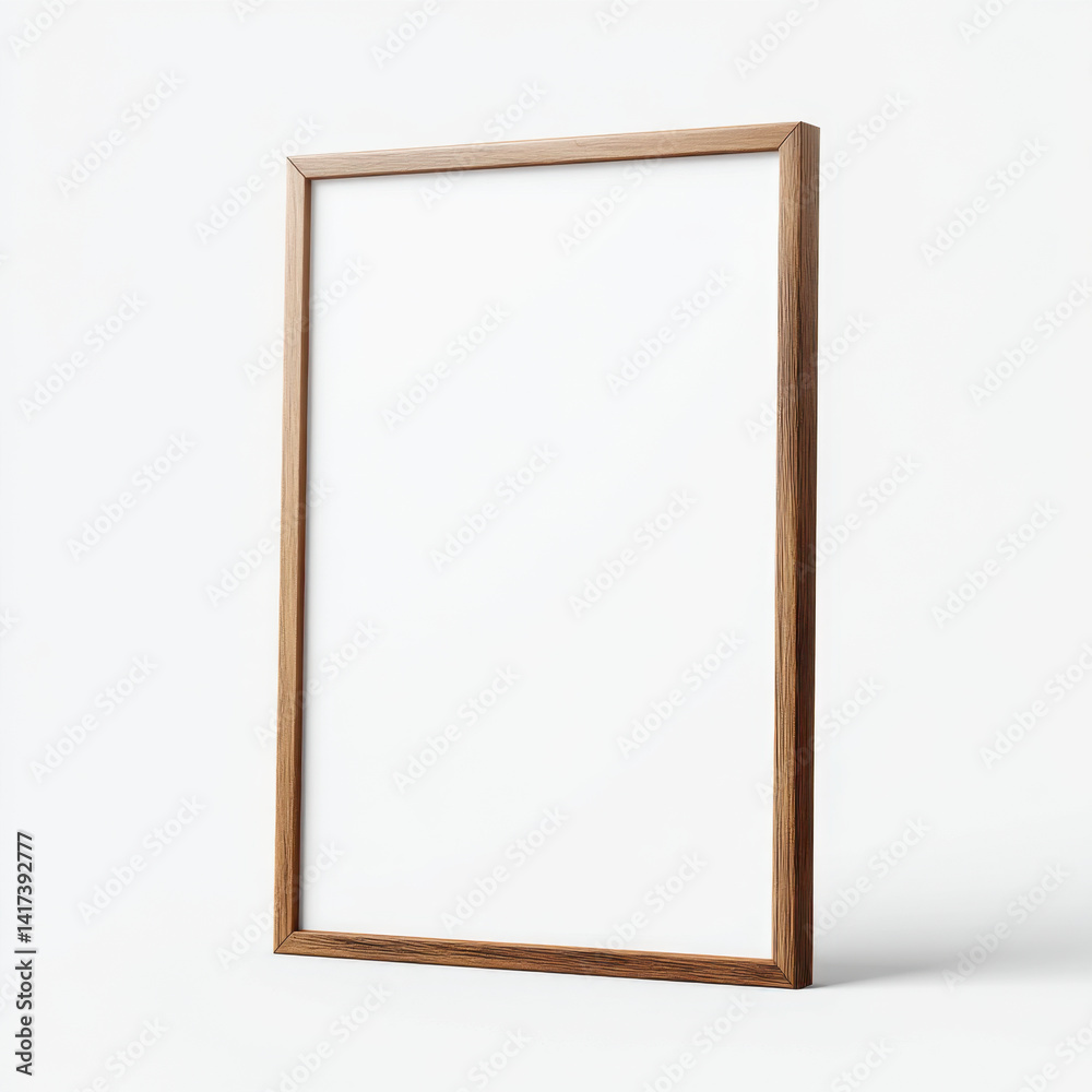Minimalist wood frame with a clean white backdrop, perfect for showcasing artwork or photos Minimalist wood frame with a clean white backdrop, perfect for showcasing artwork or photos