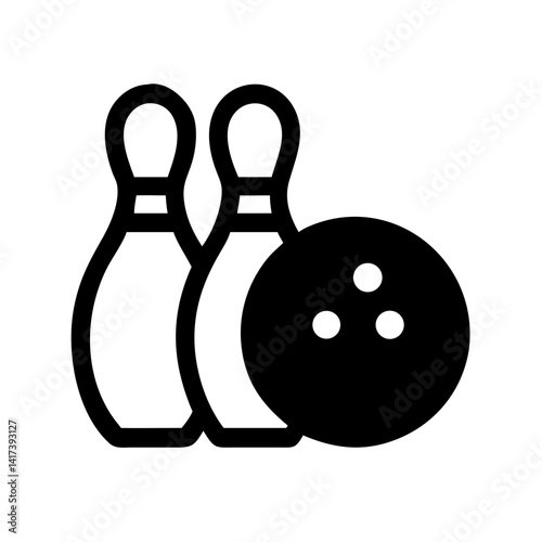 Icon of a bowling ball and pins representing the sport