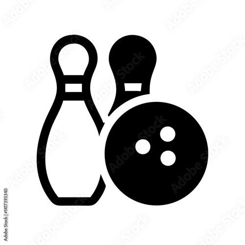 Icon of a bowling ball and pins representing the sport