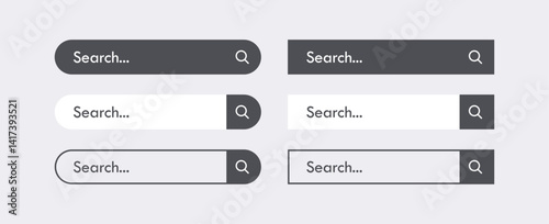 Search Bar Button Icons Set. Web Browser UI Vector Illustration