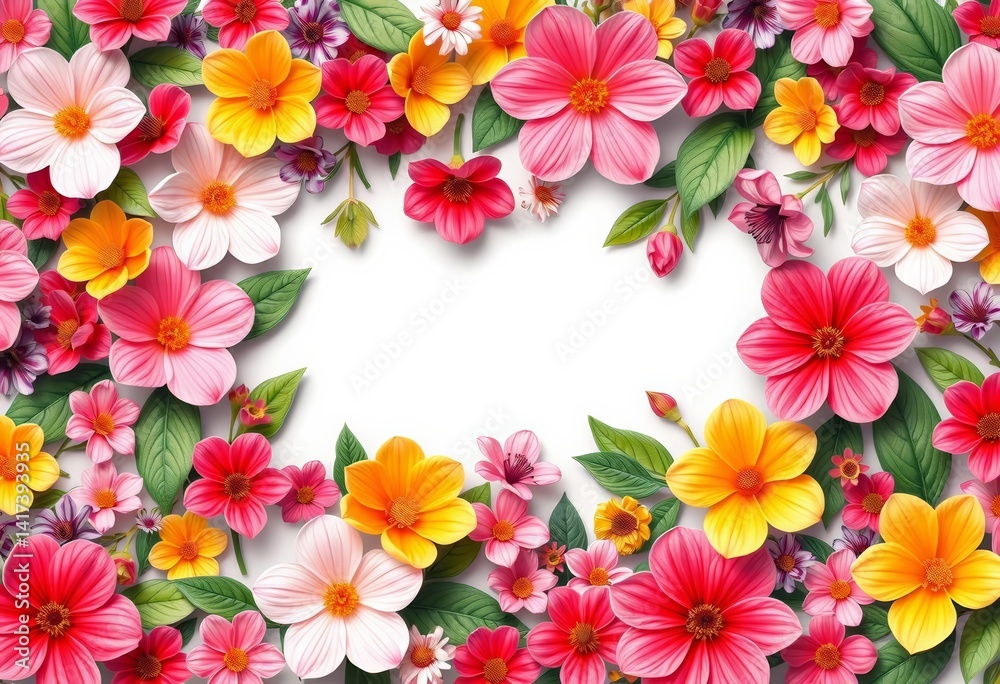 Vibrant floral banner, seamless summer bloom pattern, spring, petals Vibrant floral banner, seamless summer bloom pattern, spring, petals