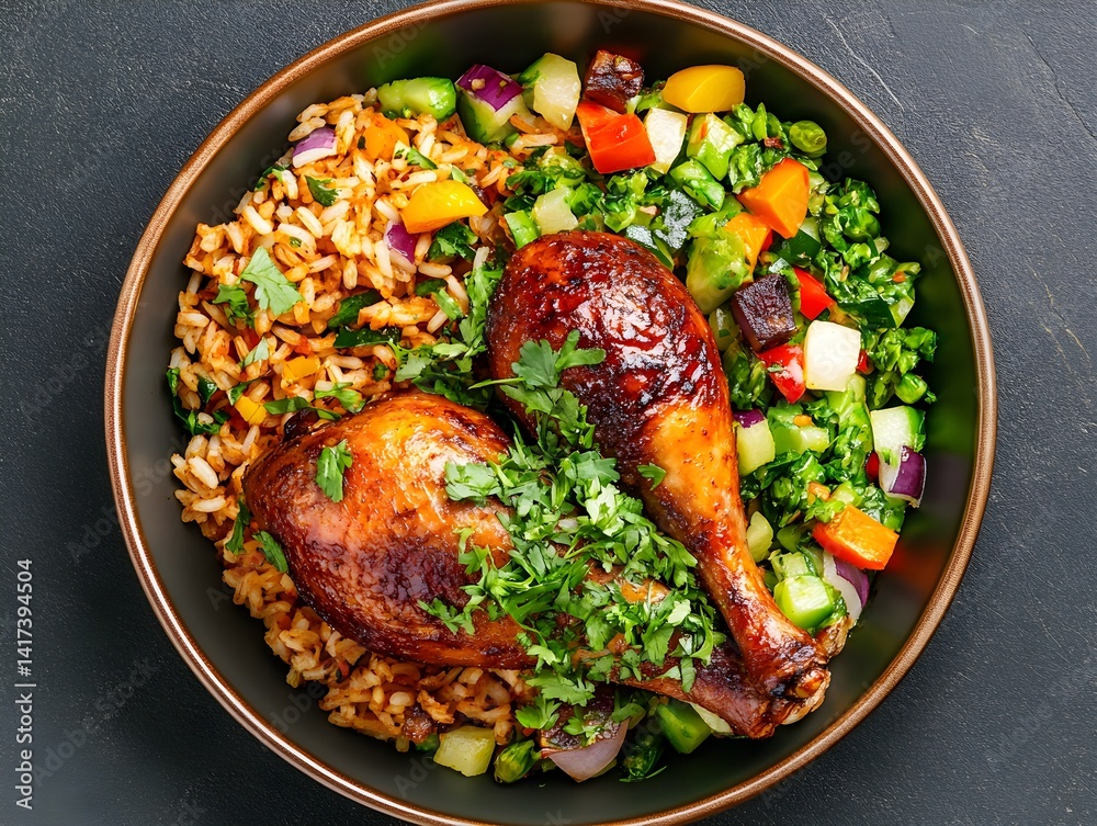 A traditional Egyptian delicacy featuring a whole pigeon stuffed with fragrant spiced rice, beautifully plated and rich in cultural and culinary heritage.
