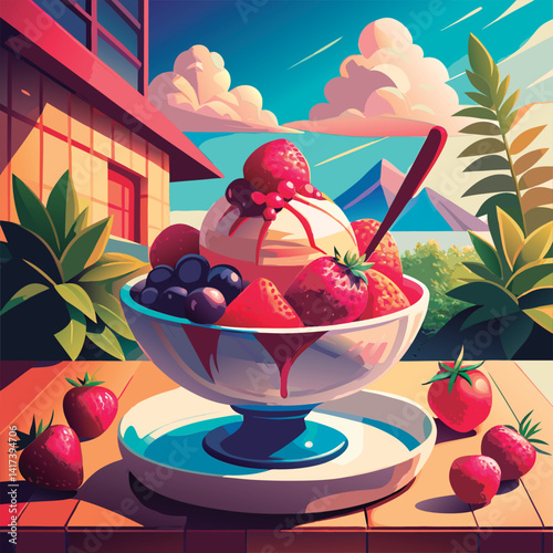 Summertime berry ice cream delight.