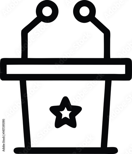 Podium Vector Illustration with Microphone