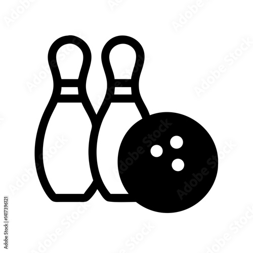 Icon of a bowling ball and pins representing the sport