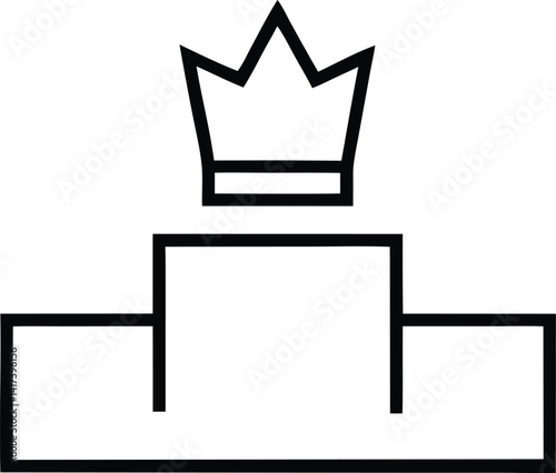 Winners podium and championship podium outline icon on white background.