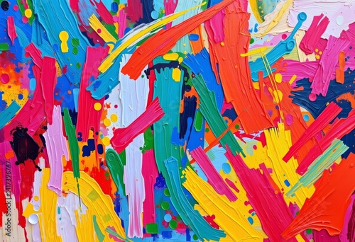 Vibrant oil paint texture, thick brushstrokes, multicolored abstract canvas, creative, visual art