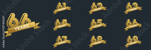 61 to 69 Years Anniversary celebration illustration template design photo