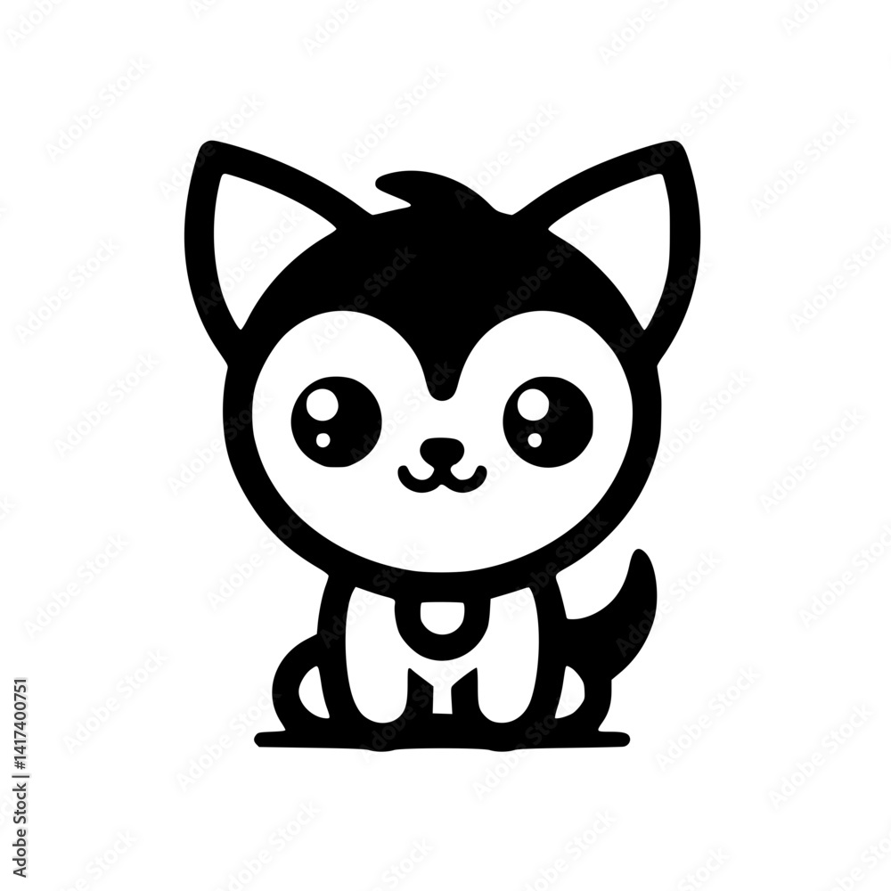 Cute Chibi Dog Icon – Black and White SVG Vector for Fun Apps, Kids’ Designs & Pet Graphics Cute Chibi Dog Icon – Black and White SVG Vector for Fun Apps, Kids’ Designs & Pet Graphics