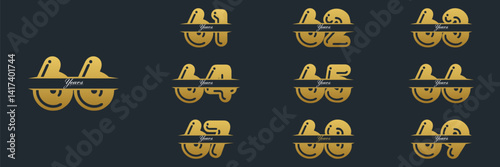 61 to 69 Years Anniversary celebration illustration template design photo