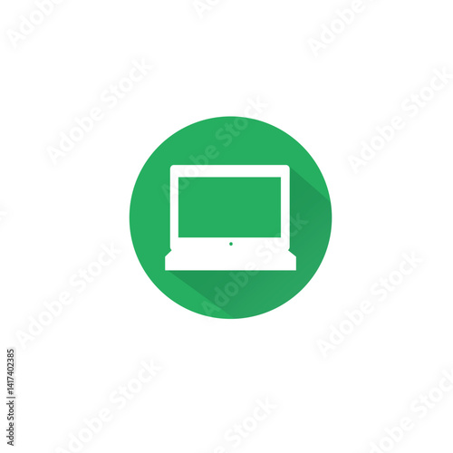 green circle with a white laptop icon inside
