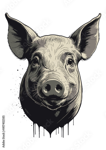 Pig Portrait Clipart