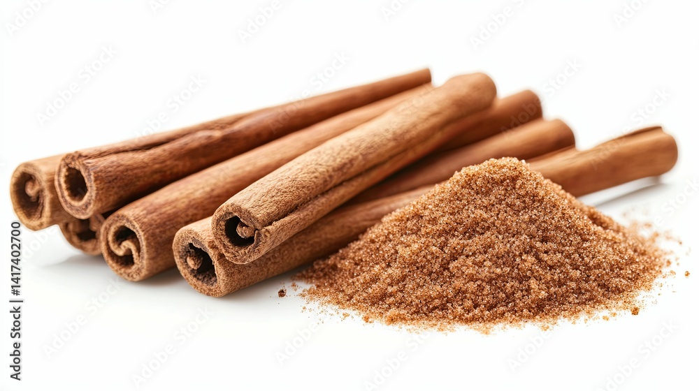 Cinnamon sticks and ground cinnamon spice blend. Cinnamon sticks and ground cinnamon spice blend.