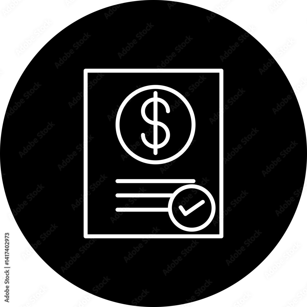 Paycheck Vector Line Black Circle Icon Design Paycheck Vector Line Black Circle Icon Design