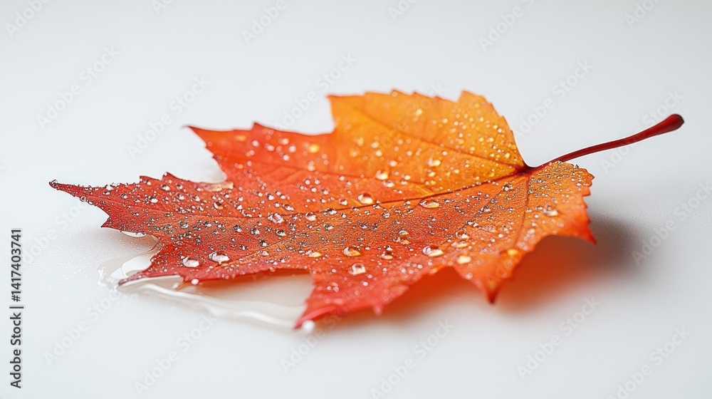 Fototapeta premium Autumn leaf with water droplets (3)
