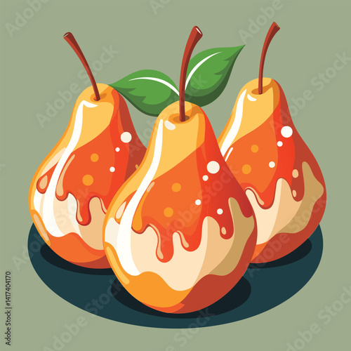 Vector illustration of a Delicious glazed pears.