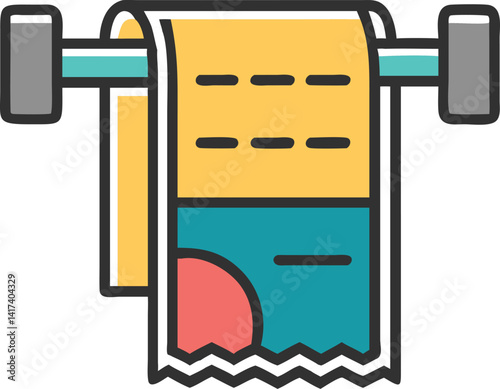 Colorful Toilet Paper Roll Icon with Retro Modern Pattern Style Design