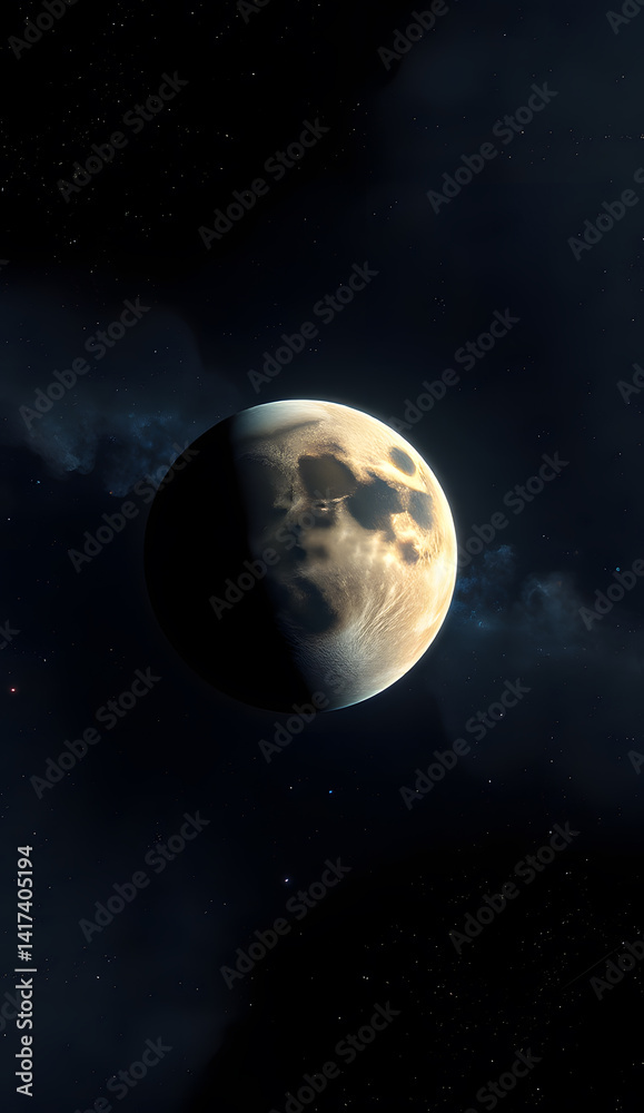 Fototapeta premium Space wallpaper featuring a majestic planet against a starry sky, perfect for backgrounds, posters, book covers, and sci-fi designs.