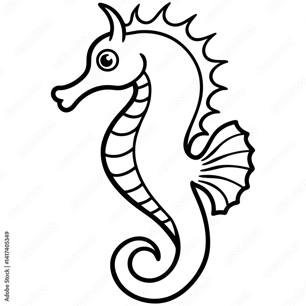 Fototapeta premium Stylized Seahorse Vector Line Drawing