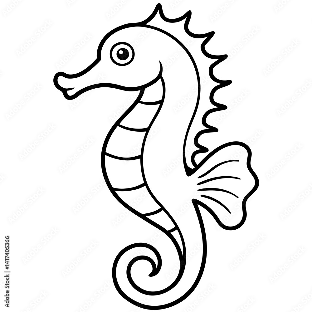 Obraz premium Stylized Seahorse Vector Line Drawing