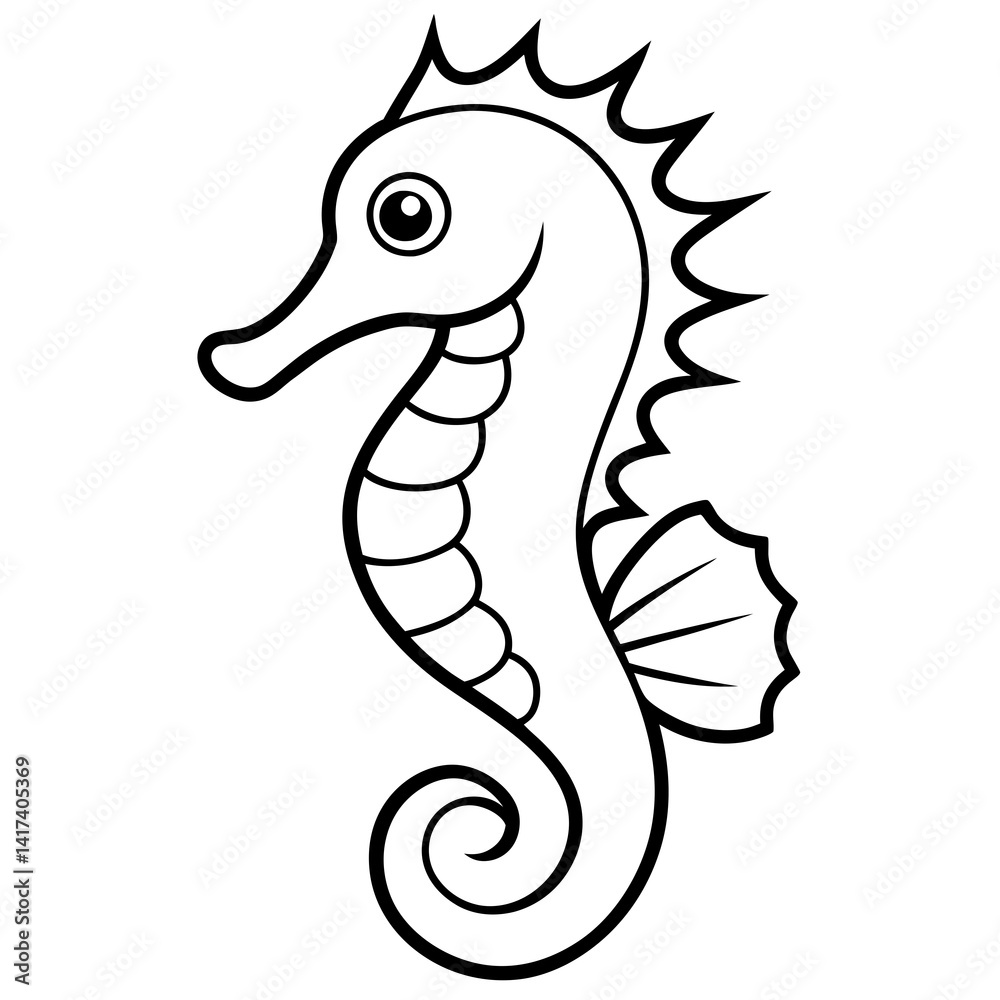 Fototapeta premium Stylized Seahorse Vector Line Drawing