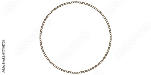 Silver Chain Jewelry On White Background, Decorative Frame Design Element Vector Illustration.