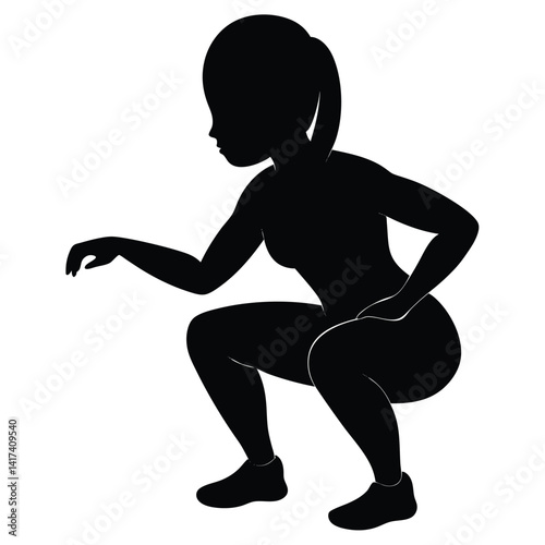 Girl Doing Squats Silhouette